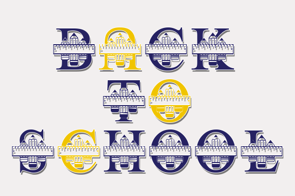 Pencil Teacher Monogram Font preview 2