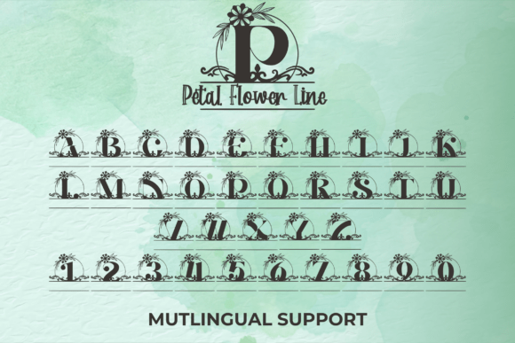 Petal Flower Line Monogram Font preview 4