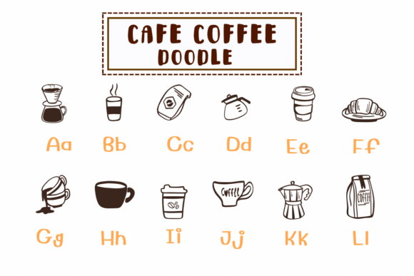 Cafe Coffee Doodle Font preview 2