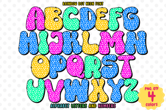 Rainbow Dot Neon Font preview 2