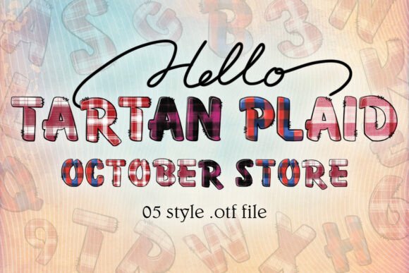 Red Tartan Plaid Font preview 2