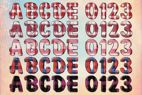 Red Tartan Plaid Font preview 3