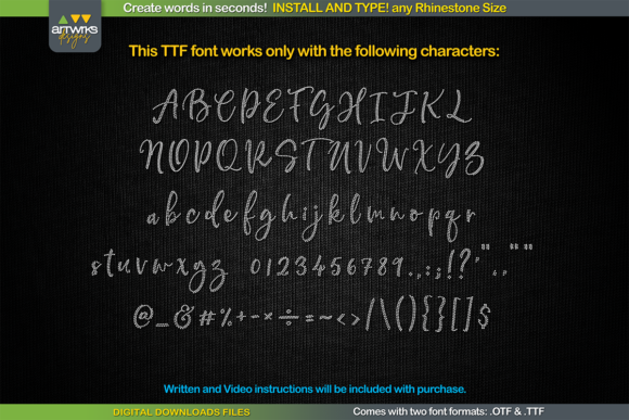 RS01 Cursiva Rhinestone Template TTF Font preview 2