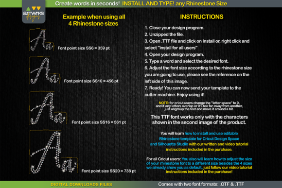 RS01 Cursiva Rhinestone Template TTF Font preview 3