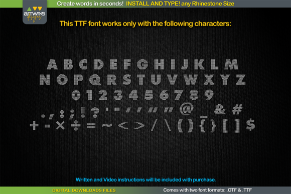 RS04 Modern DIY RHINESTONE TTF Template Font preview 2