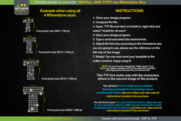 RS04 Modern DIY RHINESTONE TTF Template Font preview 3