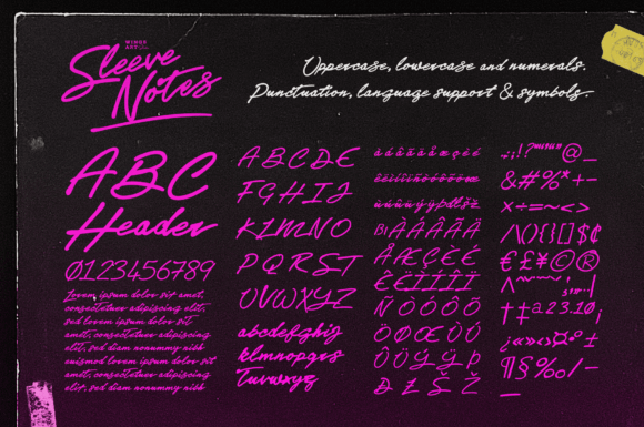 Sleeve Notes Font preview 2