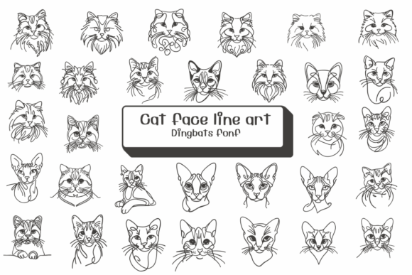 Cat Face Line Art Font