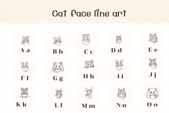 Cat Face Line Art Font preview 2