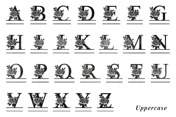 Split Rose Flower Monogram Font preview 2