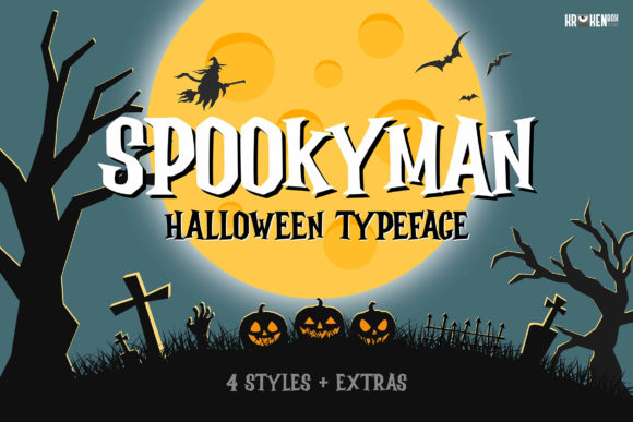 Spookyman – Halloween Typeface + Extras Font