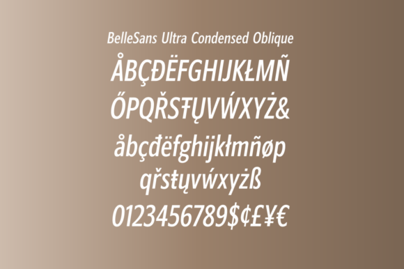 BelleSans Ultra Condensed Regular and Oblique Font preview 3