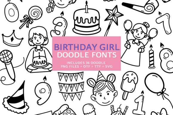 Birthday Girl Doodle Font